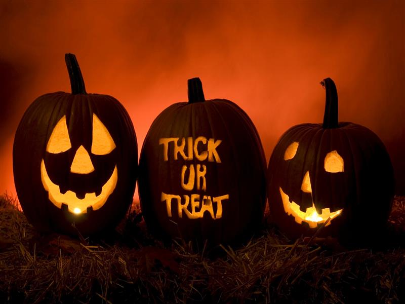 Halloween "Trick or Treat" on a jack-o-lantern